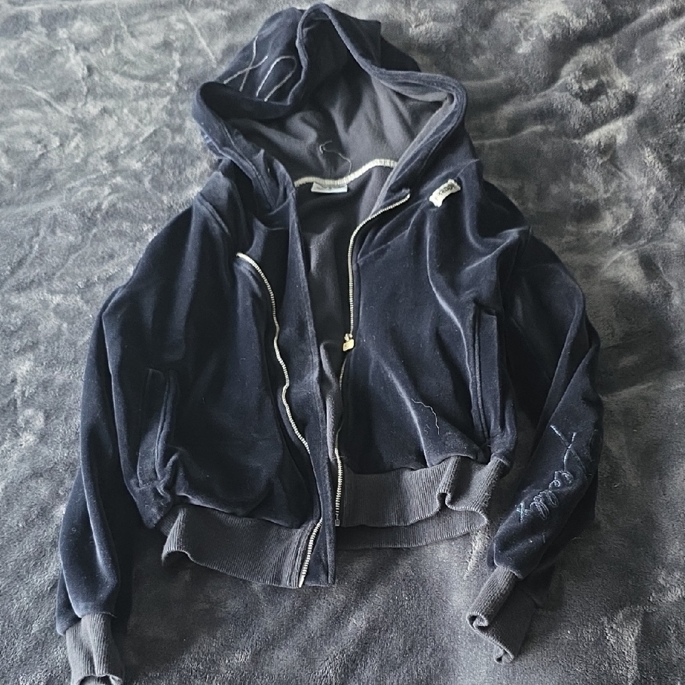 Freddy Dark Blue Velvet Bomber Jacket